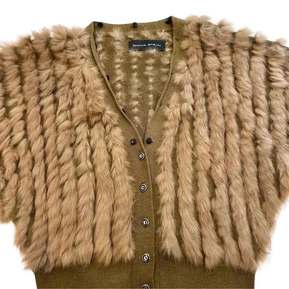 Dana Stein fur button down sweater size M - Picture 7 of 10